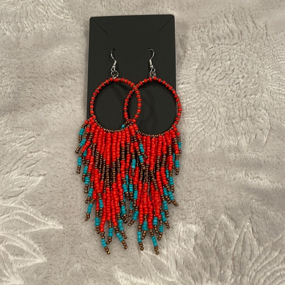 NEW Hoops With The Beads Earrings - handmade